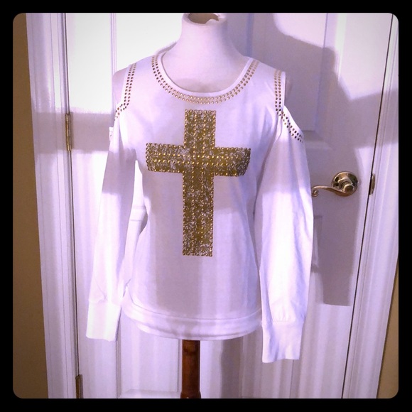 Jordan Tops - White Cold Shoulder Top. Never Worn.